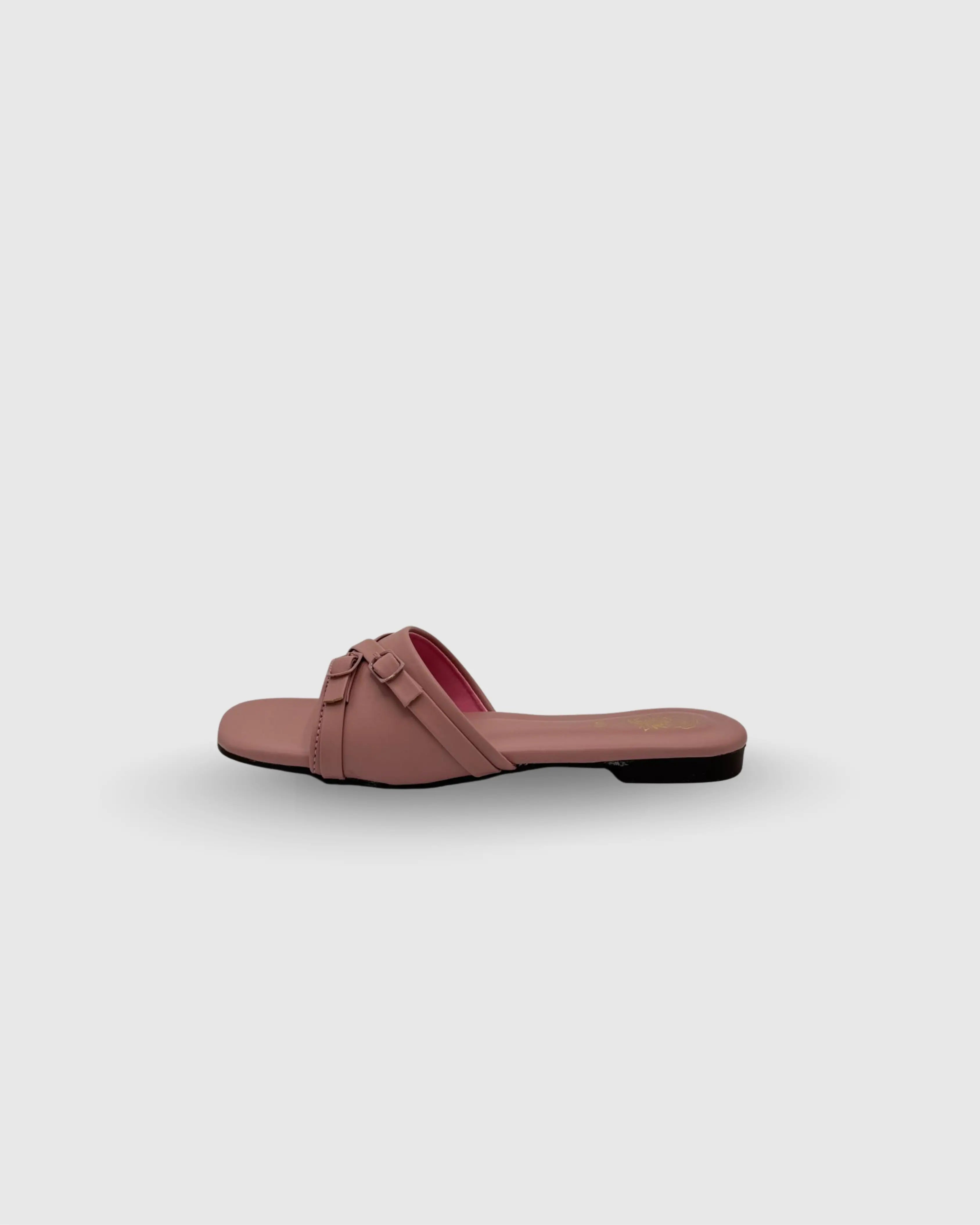 pink buckle strap flat slippers for women Pakistan