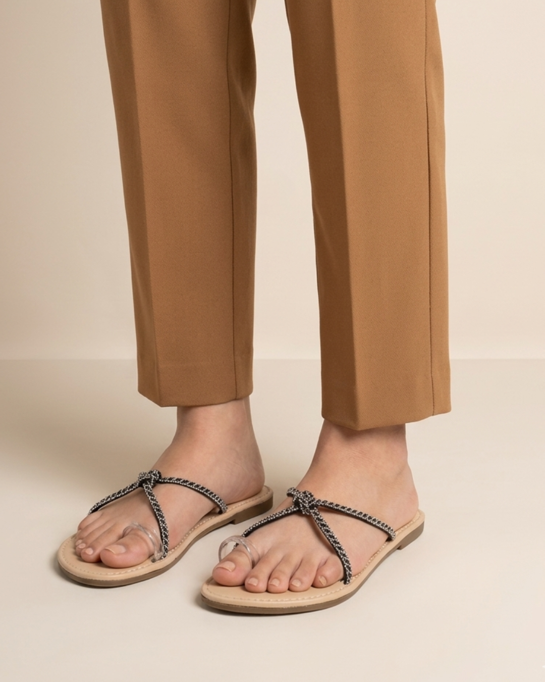 Noir Luxe Knot Flats