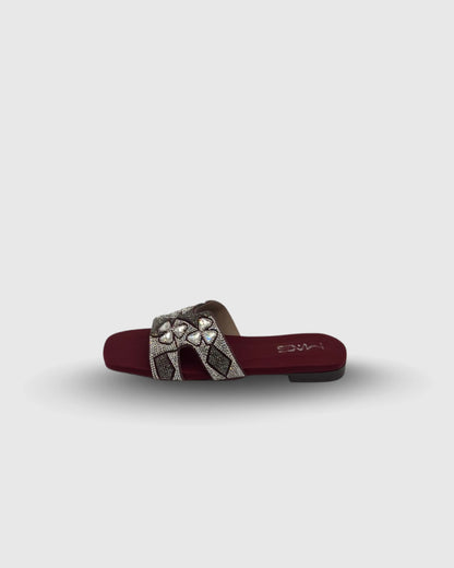 maroon embellished flat slippers for women Pakistan