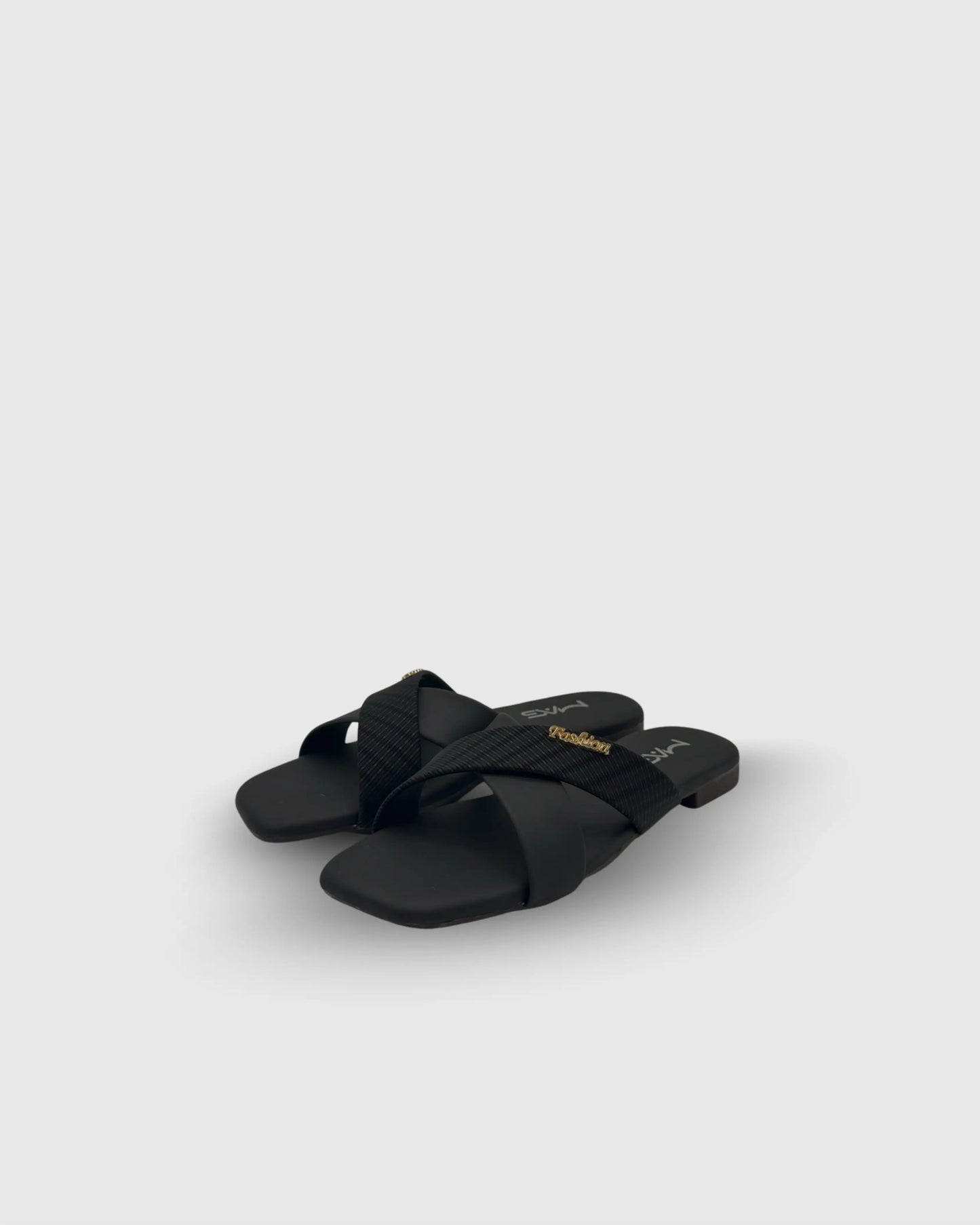 black slip-on flat sandals for women Pakistan