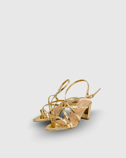 gold strappy block heels for women Pakistan