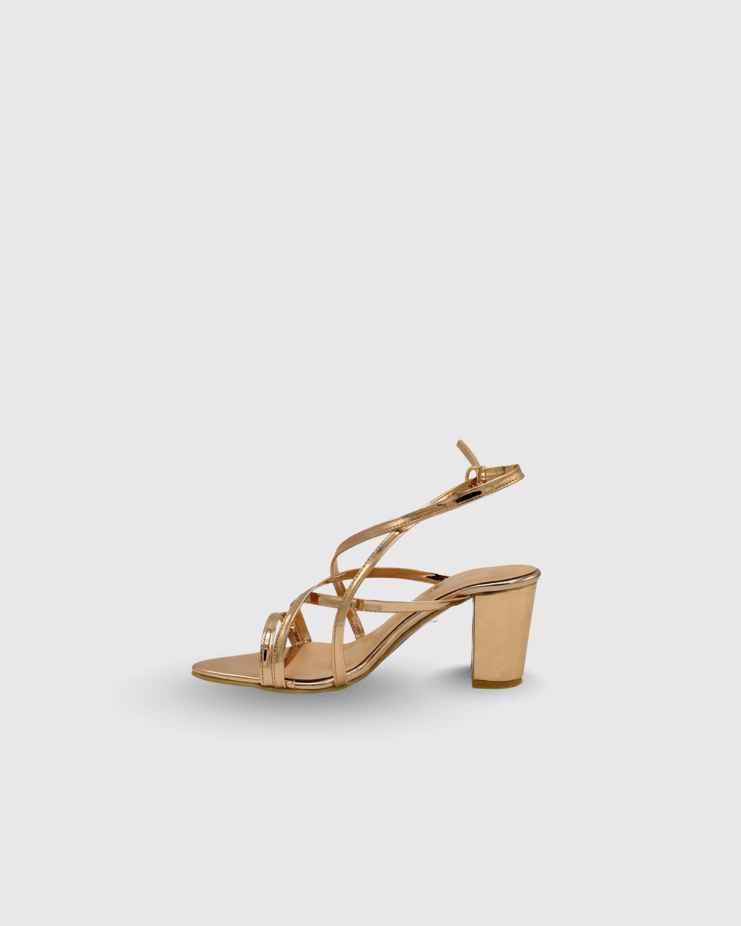 copper metallic block heels for women