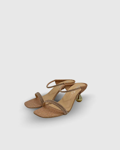 Copper High Heel Sandals with fancy lace - Comfortable Heels for Party Wear