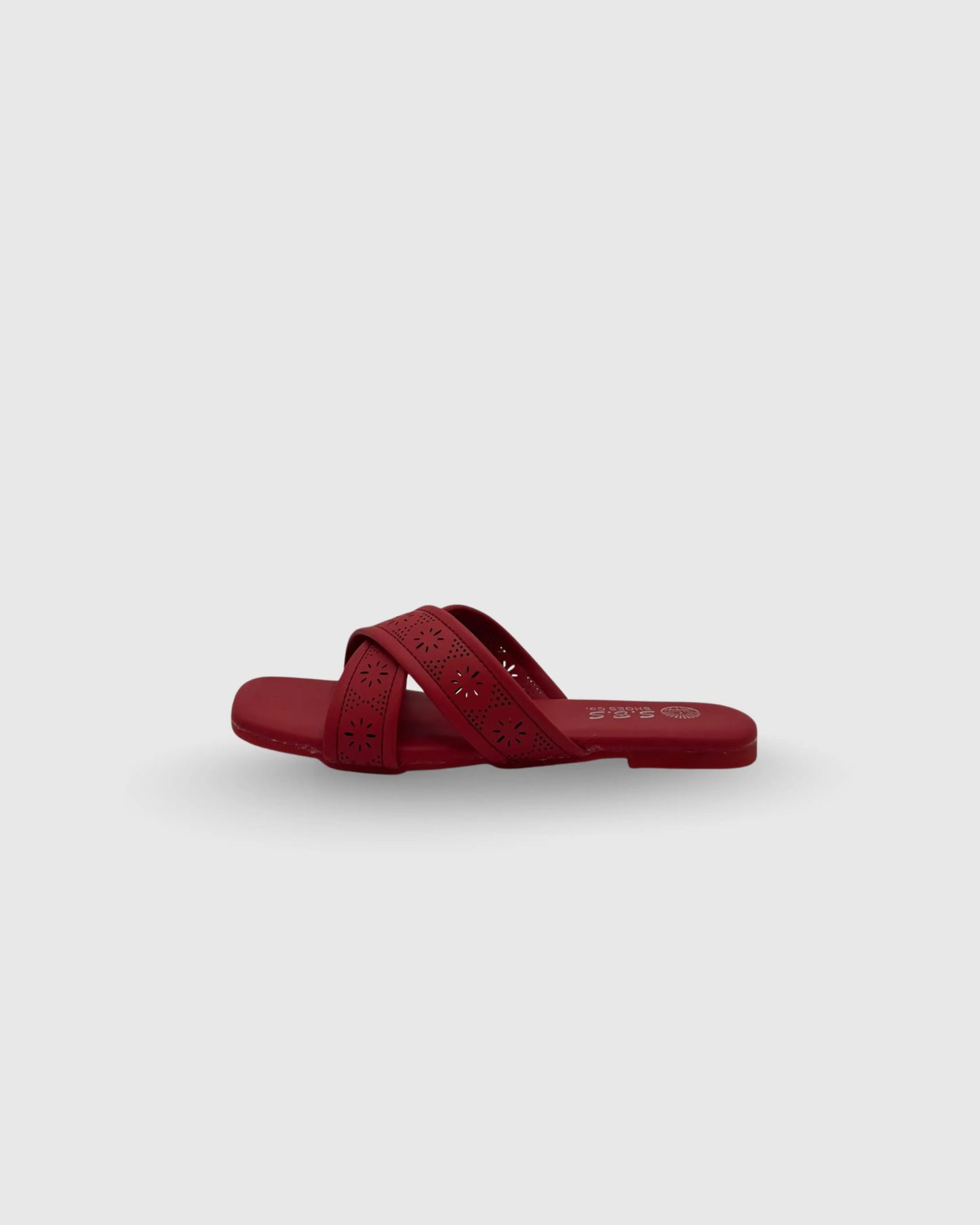 red cutwork flat slippers for women Pakistan