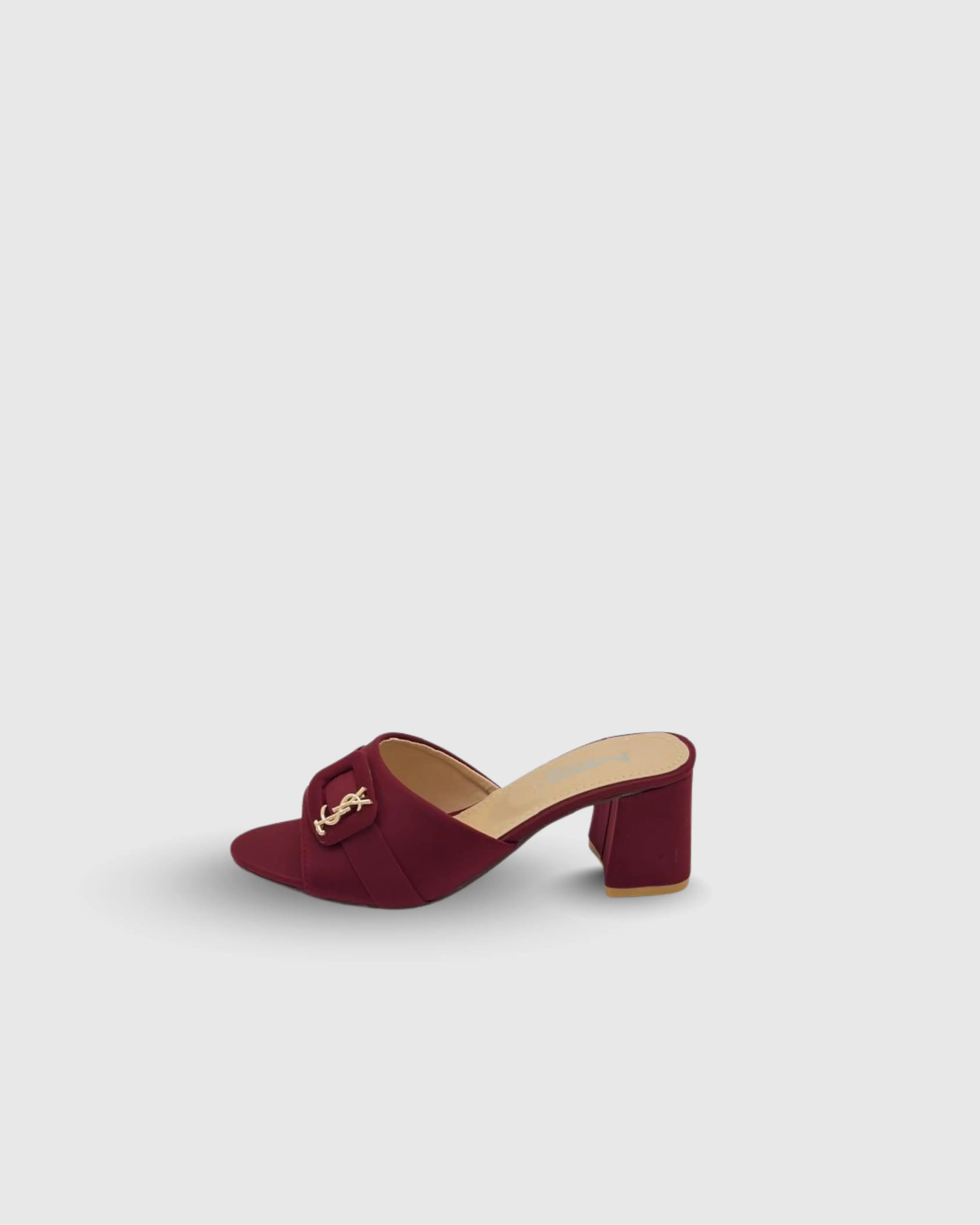 maroon block heel mules for women Pakistan - Mag Lifestyle