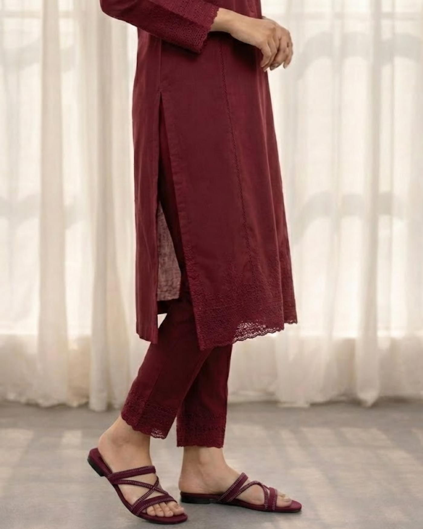 maroon flats for girls for Eid - Best budget flat shoes - Mag Lifestyle