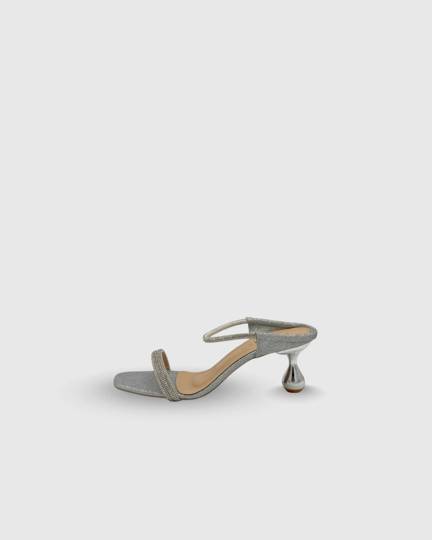 Silver High Heel Sandals with fancy lace - Comfortable Heels for Party Wear