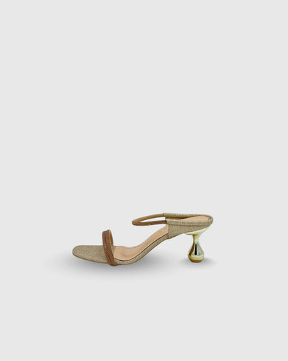Golden Round Heel Sandal with Copper lace 