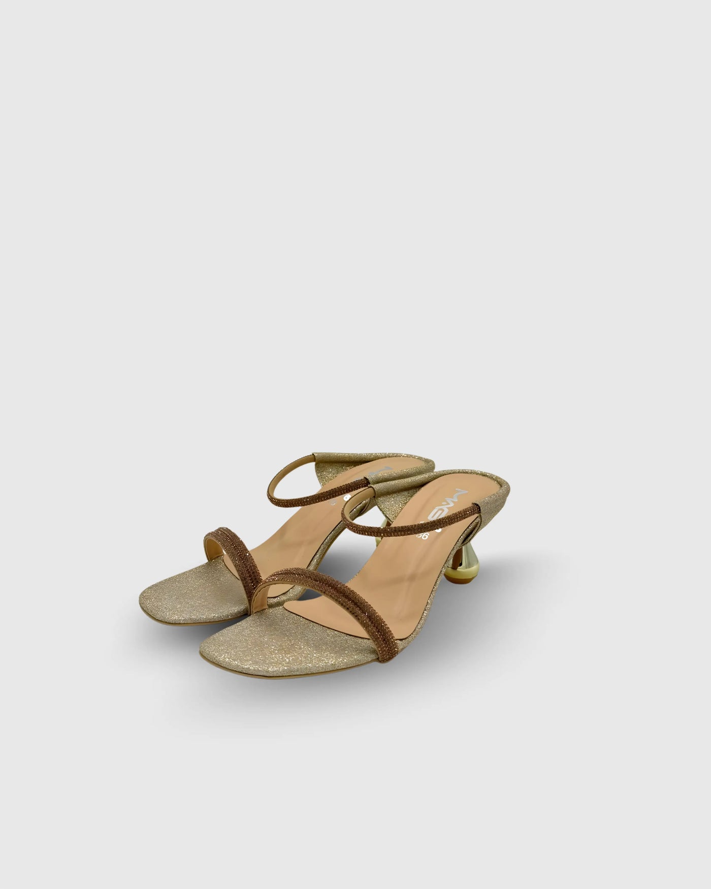 Gold High Heel Sandals with fancy lace - Comfortable Heels for Party Wear
